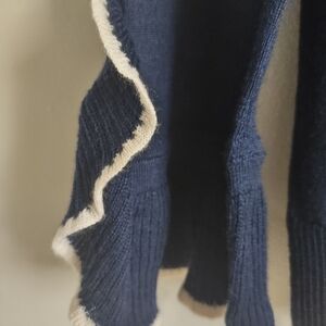 J. Crew Navy Long Sleeve Top with Ruffle Details